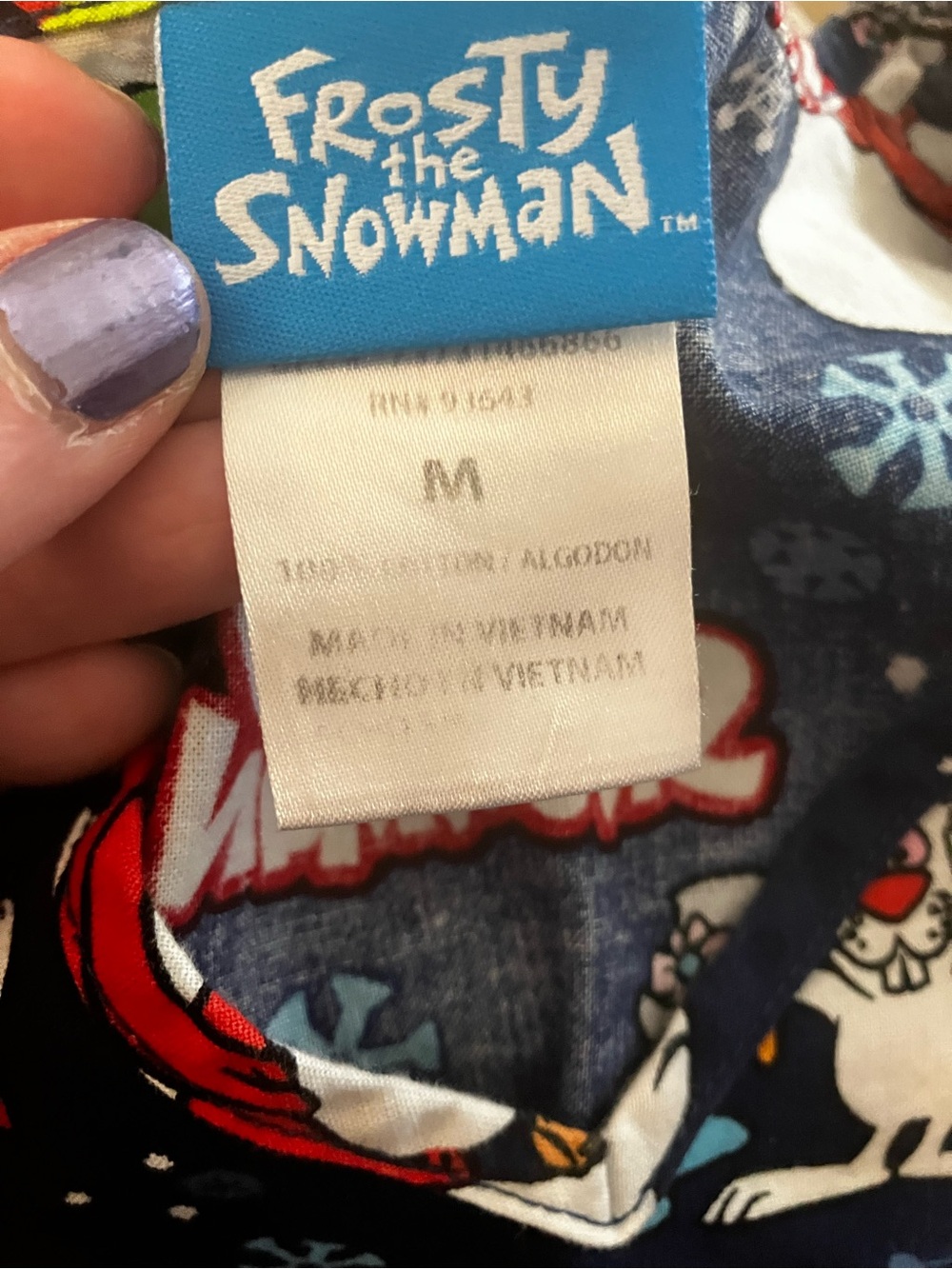 Frosty the Snowman V-Neck Medical Scrub Top Size M Navy Blue Christmas Holiday - Picture 4 of 16